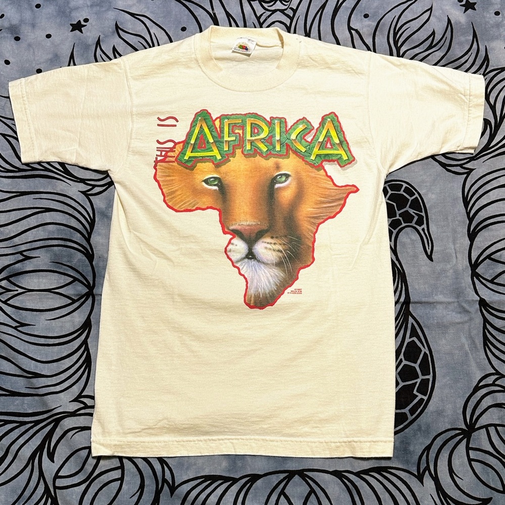 90's Vintage Africa Lion T-Shirt Mens S Rasta Shirt